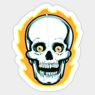 1986 Flaming Halloween Skull Sticker